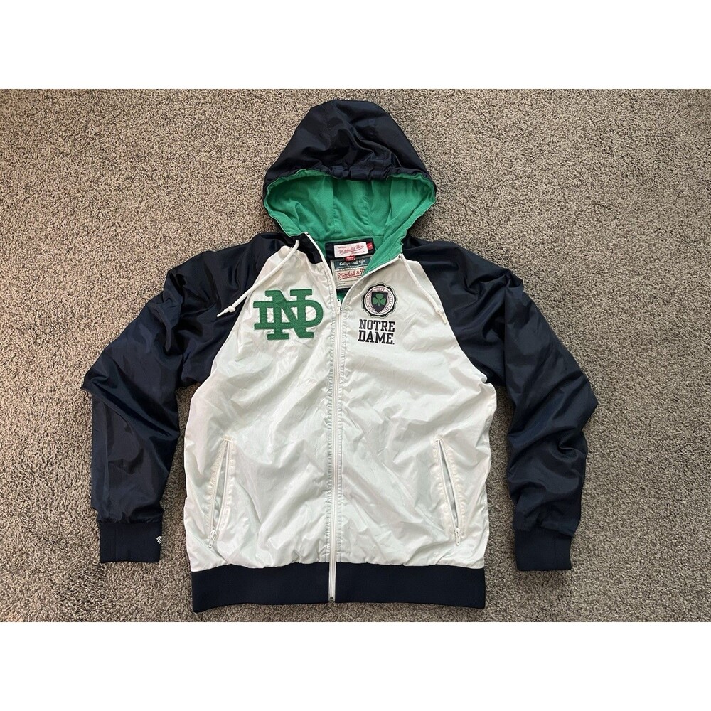 Mitchell & Ness College Vault Notre Dame College Zip Up Hoodie Jacket Large